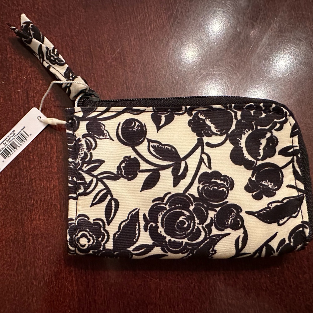 Vera Bradley Zip Card Pouch Bubbly Flowers Black NWT - Picture 2 of 8